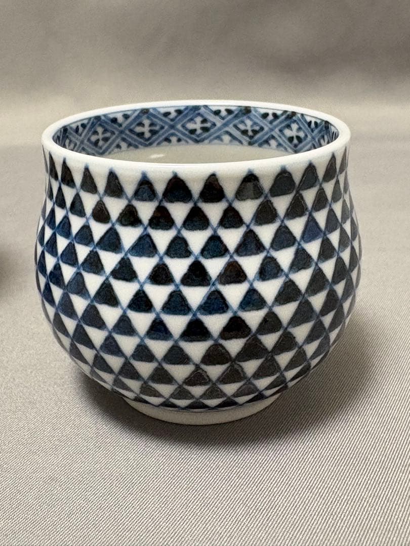 染付　十瑠窯　ぐい呑　湯呑　３点