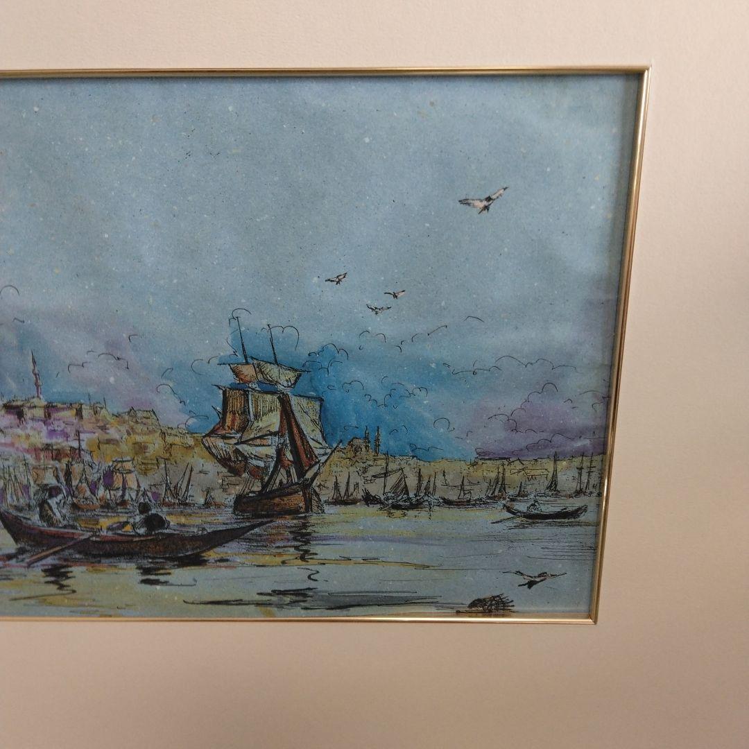 E-121 イスラム寺院　ジャーミーのある風景画　トルコ