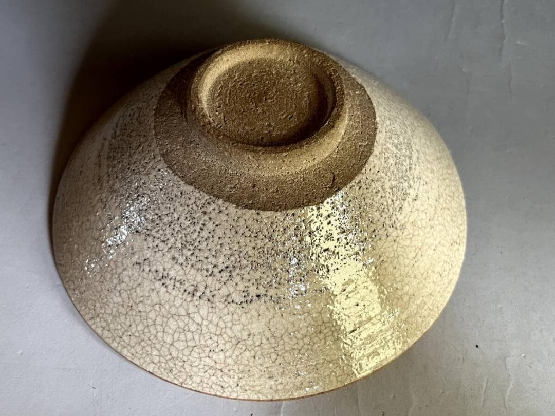 茶碗■唐津 松本鎧山造 平茶碗 粉引 白釉 夏茶碗 抹茶碗 時代物 骨董品■