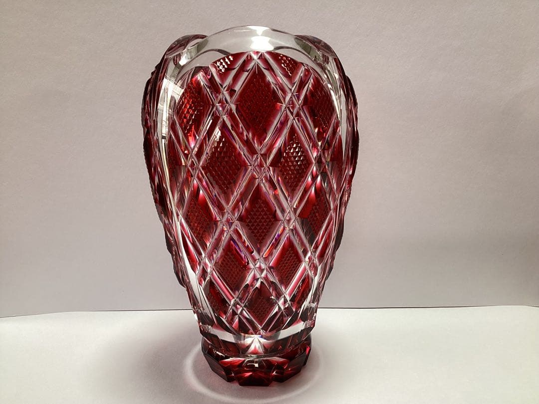 薩摩切子　花瓶　フラワーベース　薩摩ガラス工芸(刻印あり) 花器　供箱有り