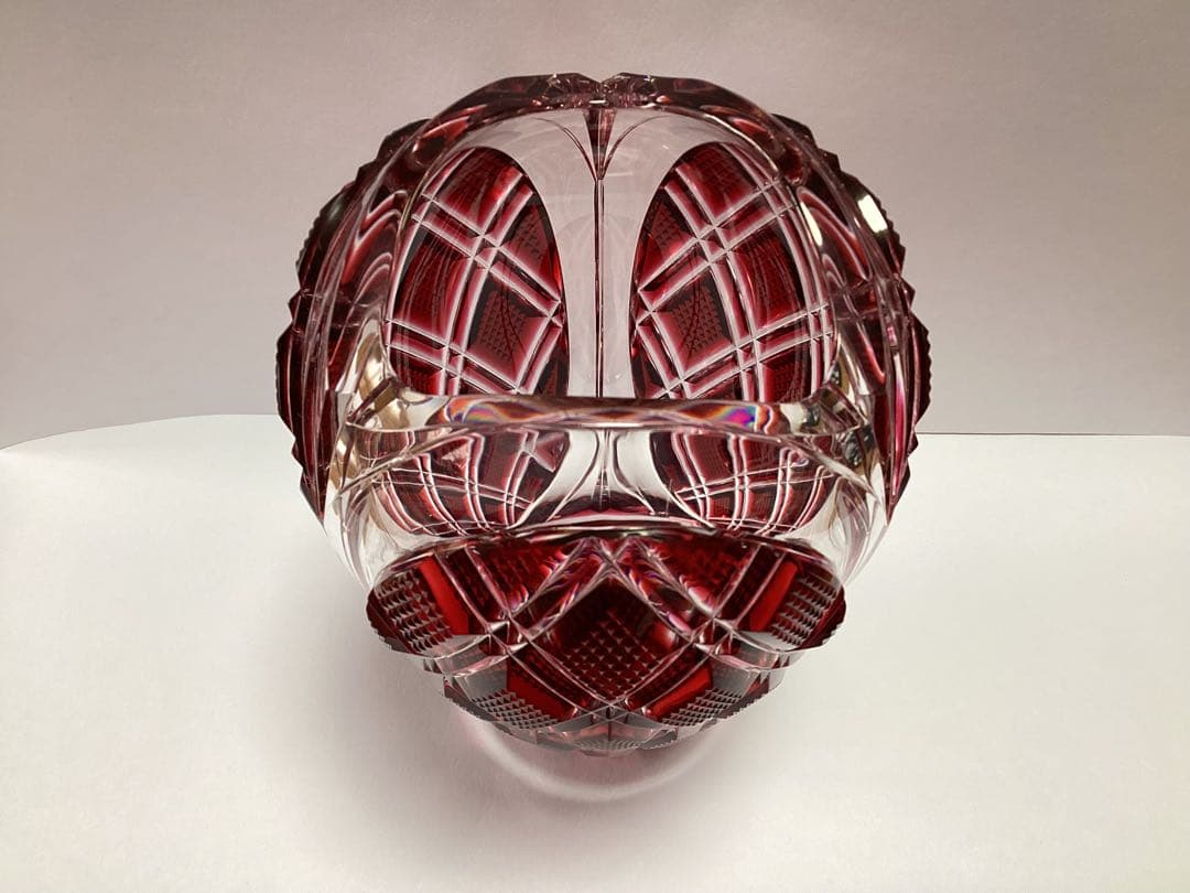 薩摩切子　花瓶　フラワーベース　薩摩ガラス工芸(刻印あり) 花器　供箱有り