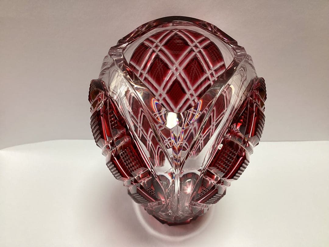 薩摩切子　花瓶　フラワーベース　薩摩ガラス工芸(刻印あり) 花器　供箱有り