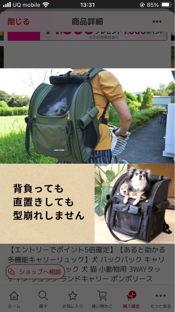 3WAYタッチイン リュック パノラマビュー ランドキャリー