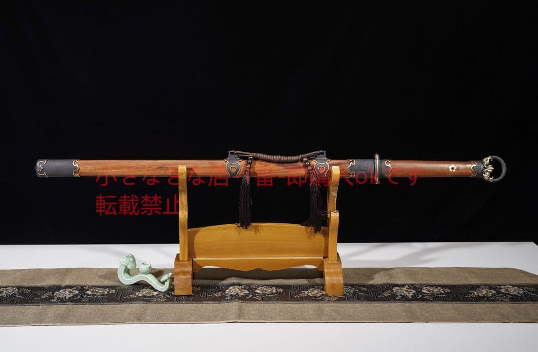 盛漢環首刀百錬文様鋼酸枝 古兵器 武具 刀装具 日本刀 模造刀 居合刀