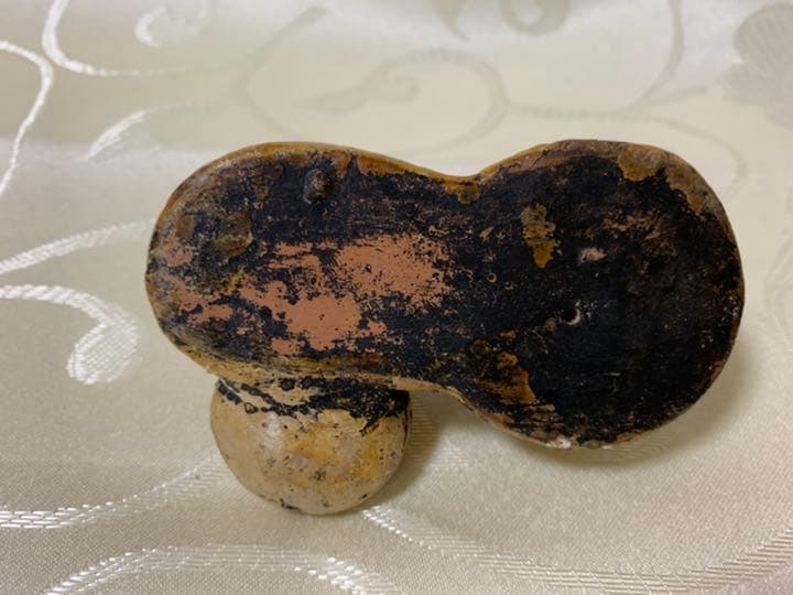 水戸　偕楽焼　農人形　在印　年代物