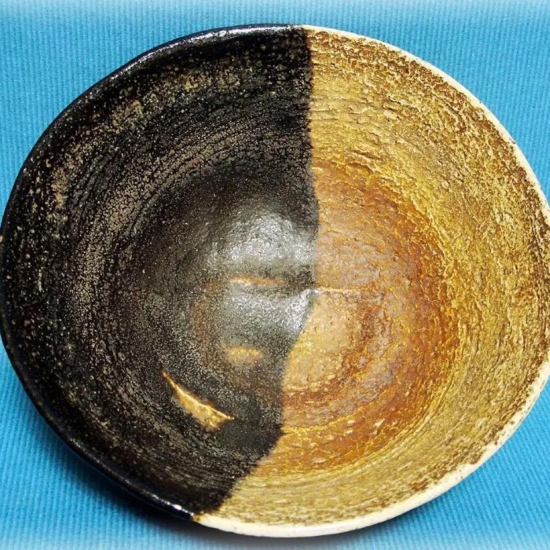 424『縣分波絵 黒楽茶碗 共箱』　/骨董品 古美術 古玩 アンティーク