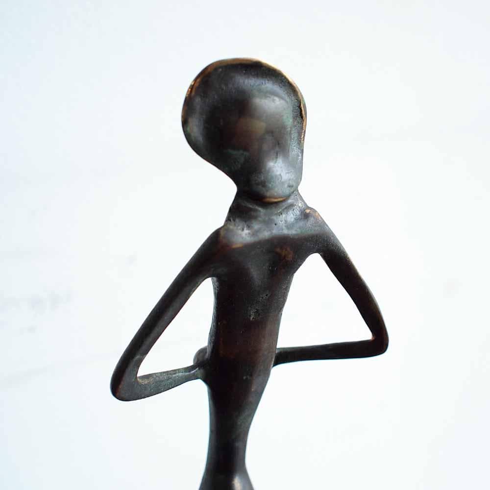 ブロンズ像 ミッドセンチュリー フォークアート オブジェ 大理石 ZR24127