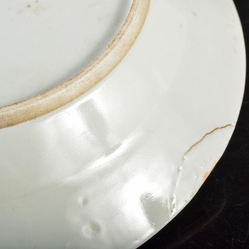 中国　青花　山水文盤　皿　直径約24.5cm　皿立付　V　R6420B