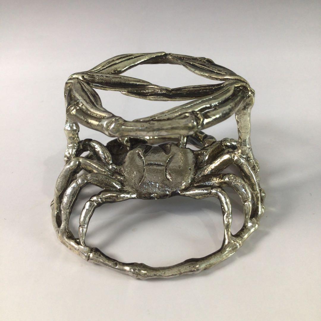 Ｒ９２６　蓋置　『唐銅』『藤井宗喜造』『笹蟹蓋置』　共箱　茶道具