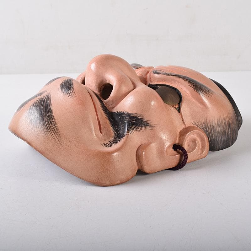 能面　能楽　雅楽　木彫　小べし見　時代箱付　M　R8711