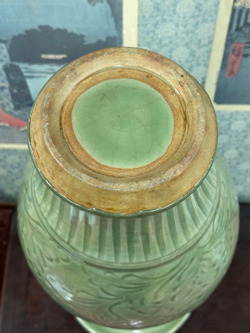 龍泉窑大瓶 置物 中国古美術