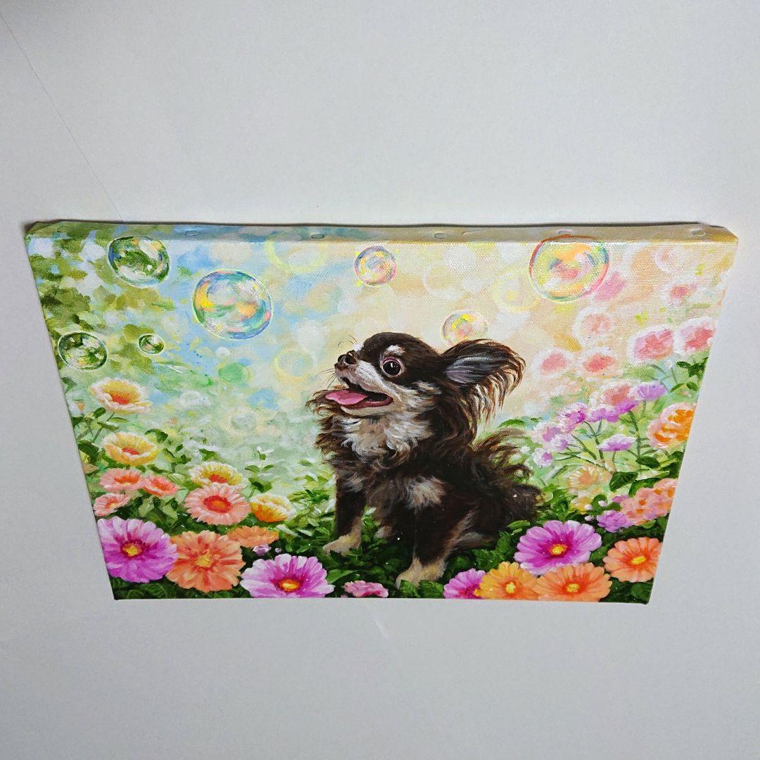 【チワワ】アクリル画 F4 風景画 絵画