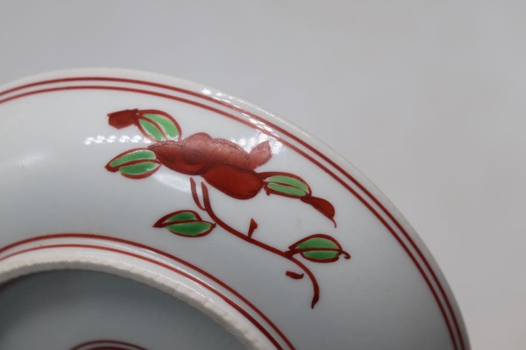 中国　紅緑彩　花鳥紋小皿2点　正徳年製銘　送料込み1023