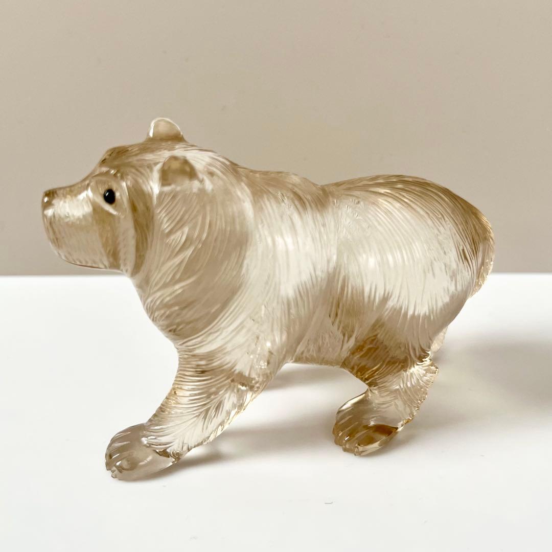 本水晶　熊　石　石製　石彫　石彫り　置物