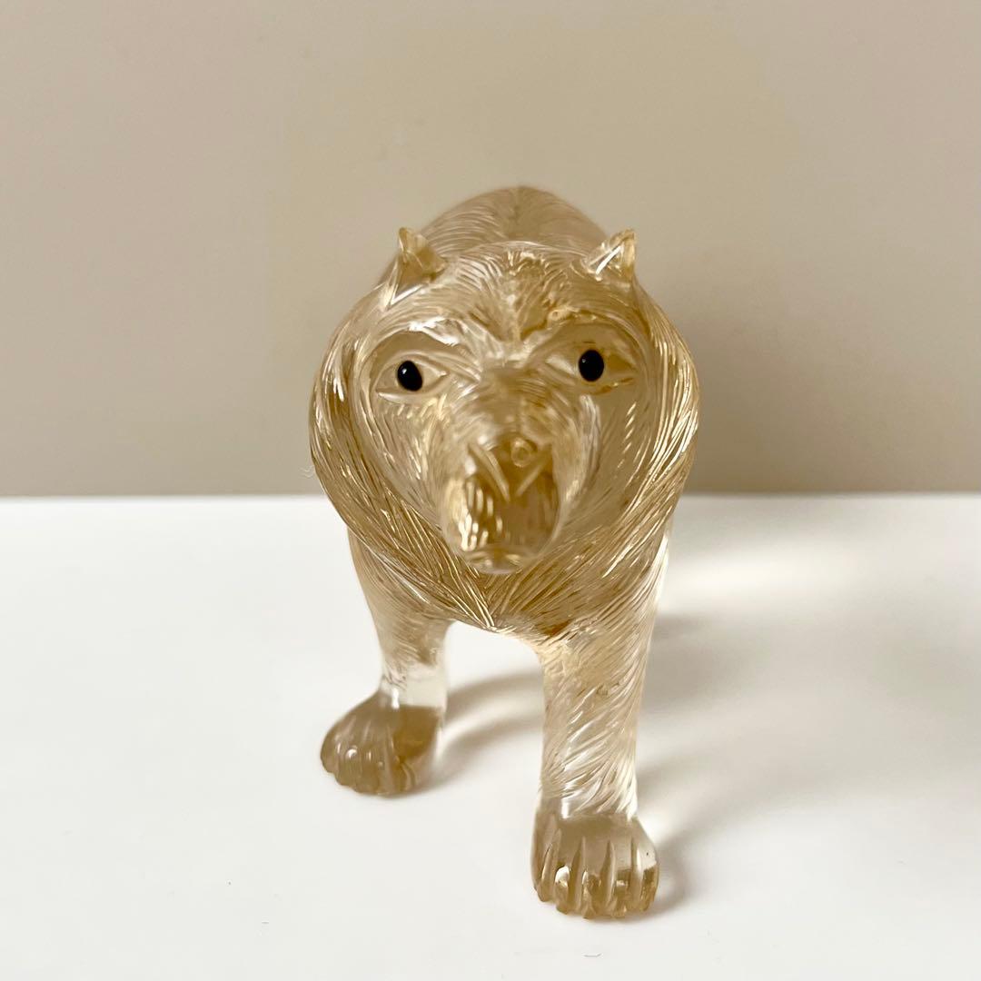 本水晶　熊　石　石製　石彫　石彫り　置物