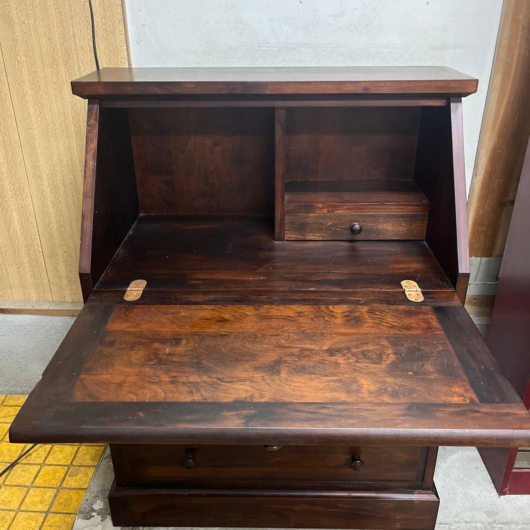 民藝家具 ライティングビューロー 木製 書き机 収納 ダークブラウン