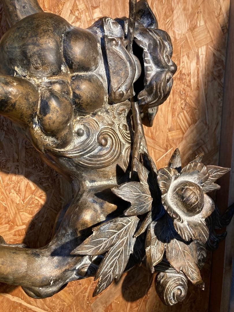 唐獅子 牡丹 置物 金属製