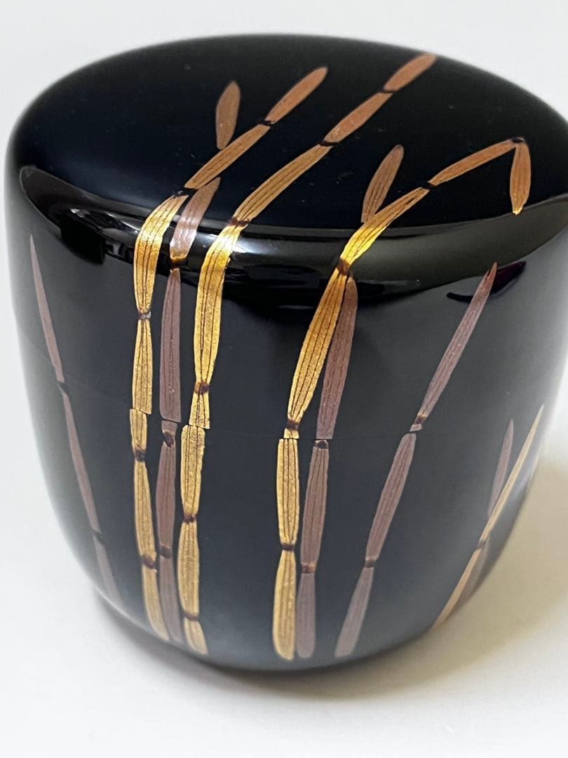 E529 平野桂山 棗 中棗 輪島塗 桂山 木賊棗 茶道具 茶器 茶入