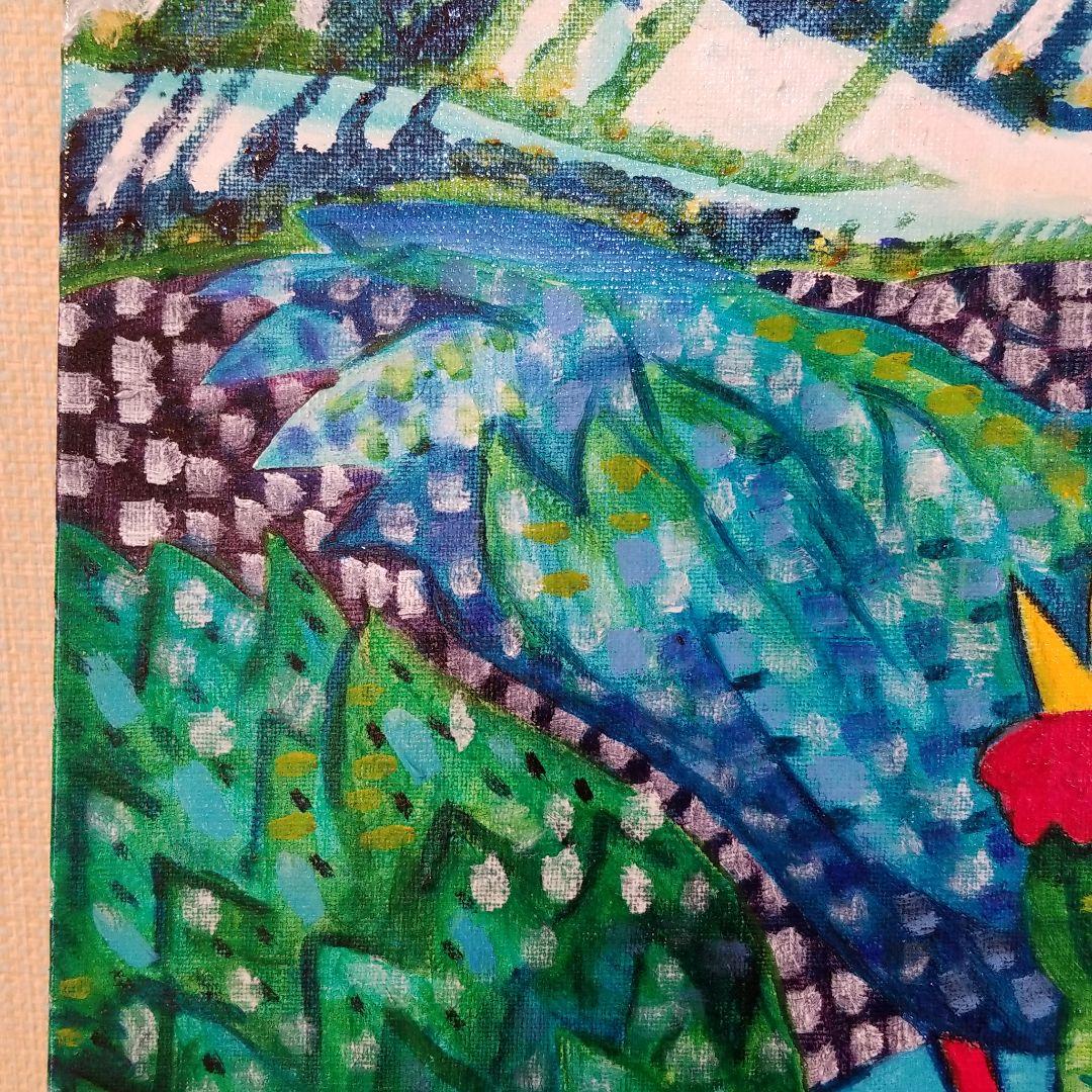 油絵　saosao　緑色のめんどりたち