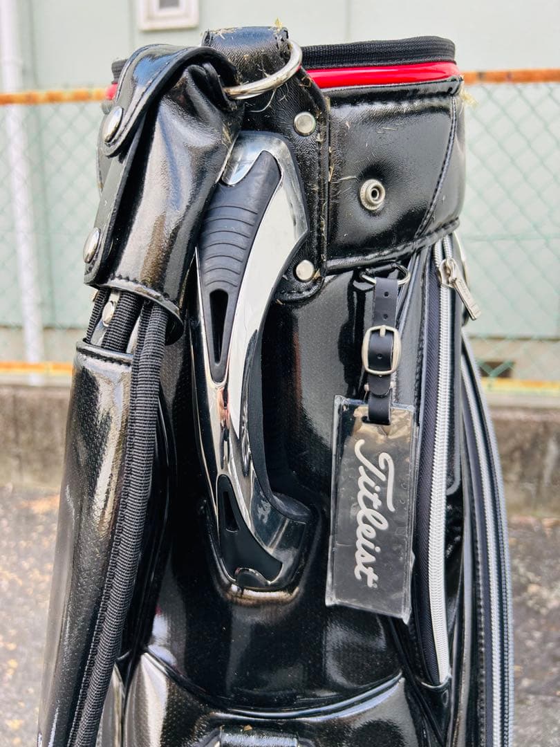 Titleist キャディバッグ 黒 赤 ストライプ