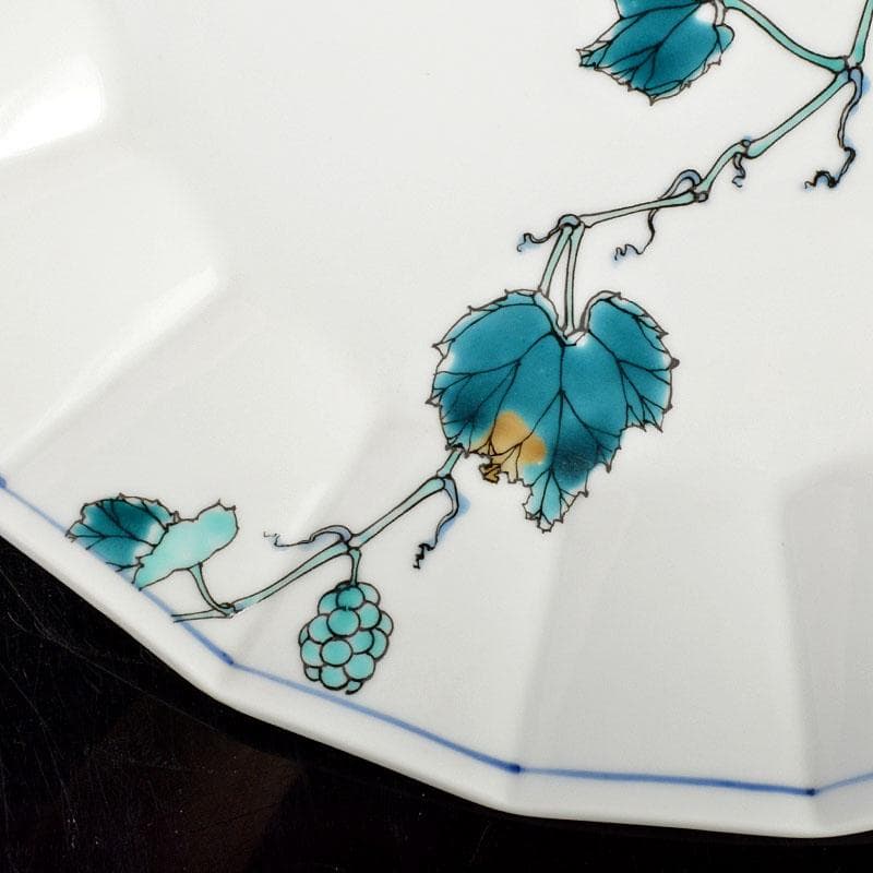 九谷焼　武腰潤作　色絵　葡萄文　飾皿　大皿　共箱　D　R4837B
