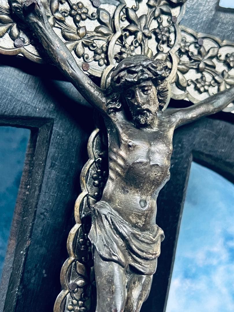 フランス製アンティーク　ナポレオン三世　イエスキリスト　磔刑　十字架　クロス