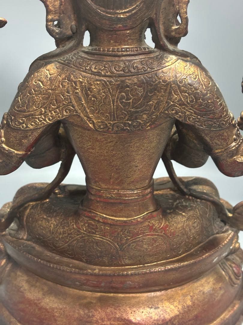 (期間セール)仏教古美術 純銅静座観音 四腕観音仏像文化遺産 文化財仏像伝承