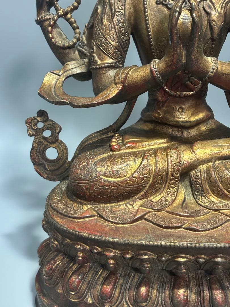 (期間セール)仏教古美術 純銅静座観音 四腕観音仏像文化遺産 文化財仏像伝承