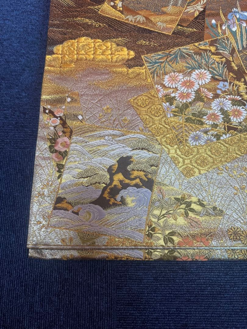 2667袋帯 古代彫金紋 西陣織 金糸　高級上質上品　約440cm 未使用