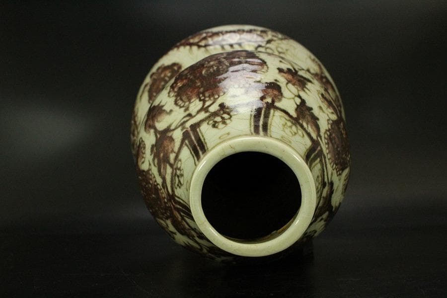 中国美術 釉裏紅 龍紋 瓢形 瓶 高43cm(LC597)