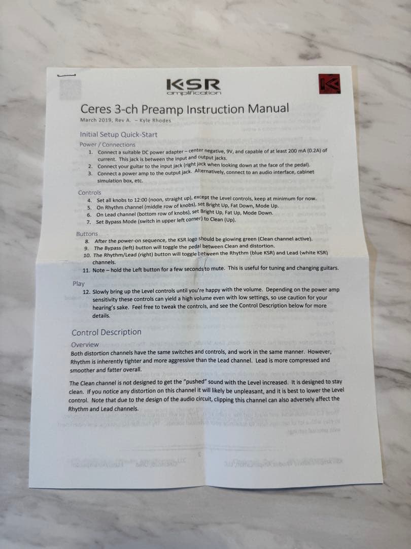 ギター KSR Ceres 3-Channed Preamp