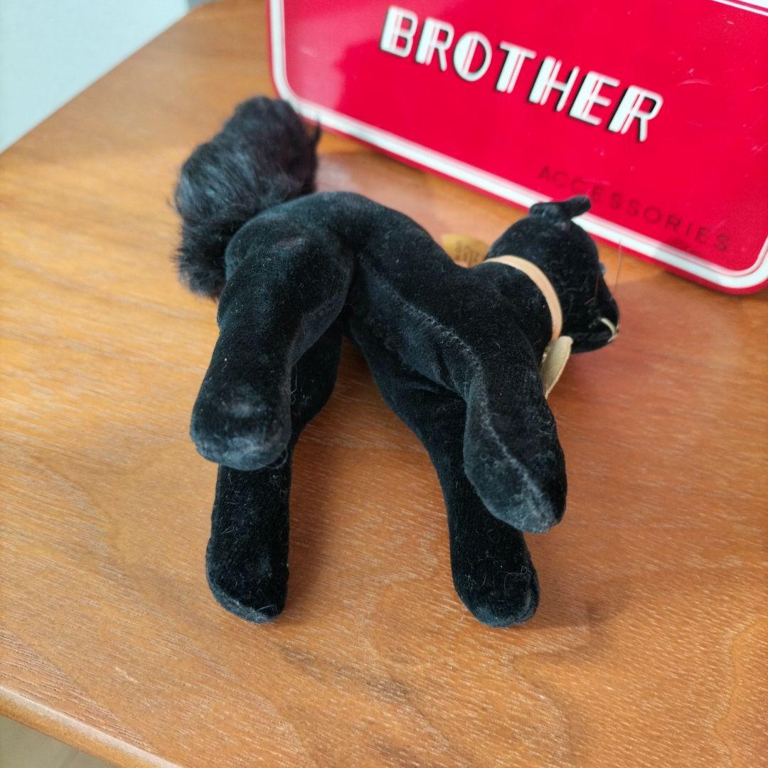 ビンテージ　シュタイフ　トム　キャット 黒猫　別珍製　高さ10cm ①