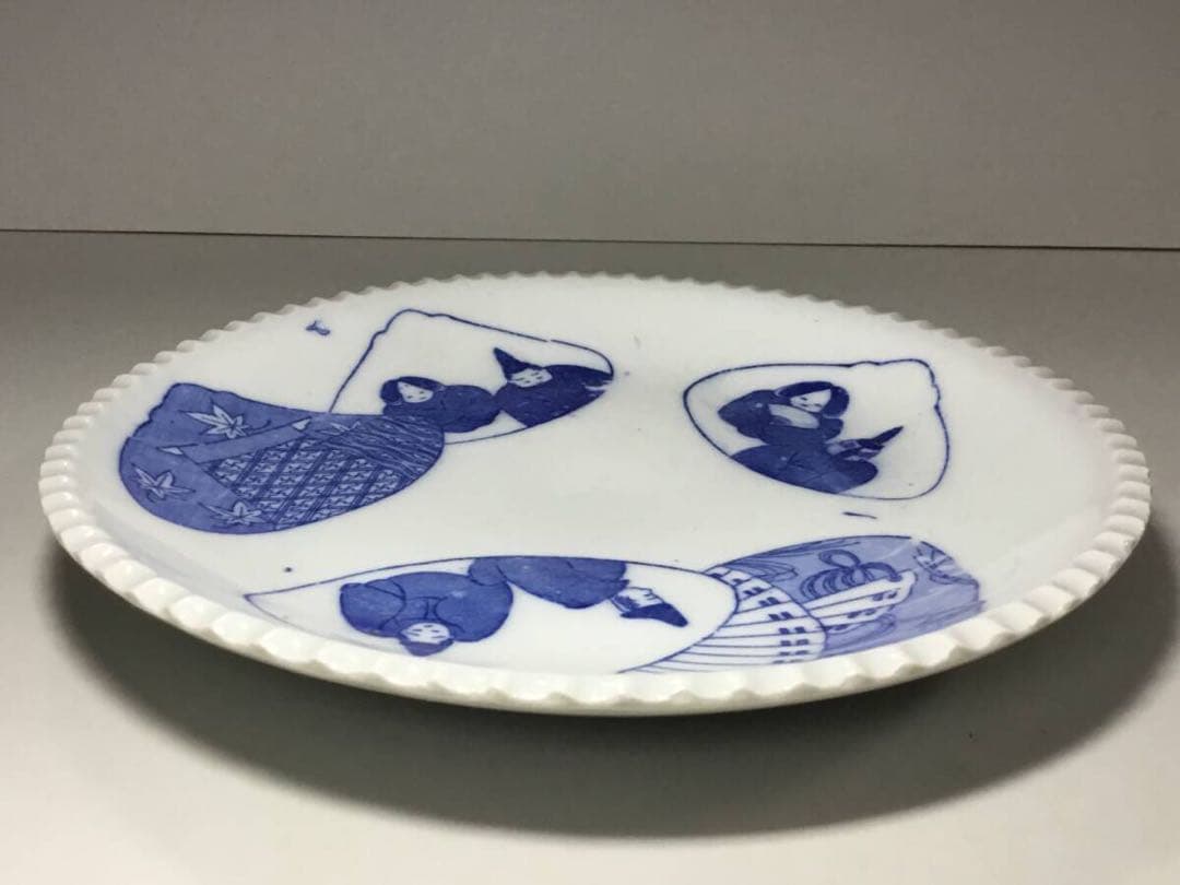 図変わり印判皿●イゲ皿●古伊万里 雛人形 蛤 貝合わせ 六歌仙