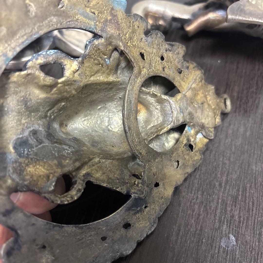 ガネーシャ 壁掛け オーナメント 3点セット 金属製 エスニック 重厚感 インド