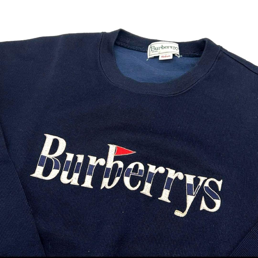 バーバリー ゴルフ トレーナー スエット ロゴ刺繍 Mサイズ ネイビー 美品
