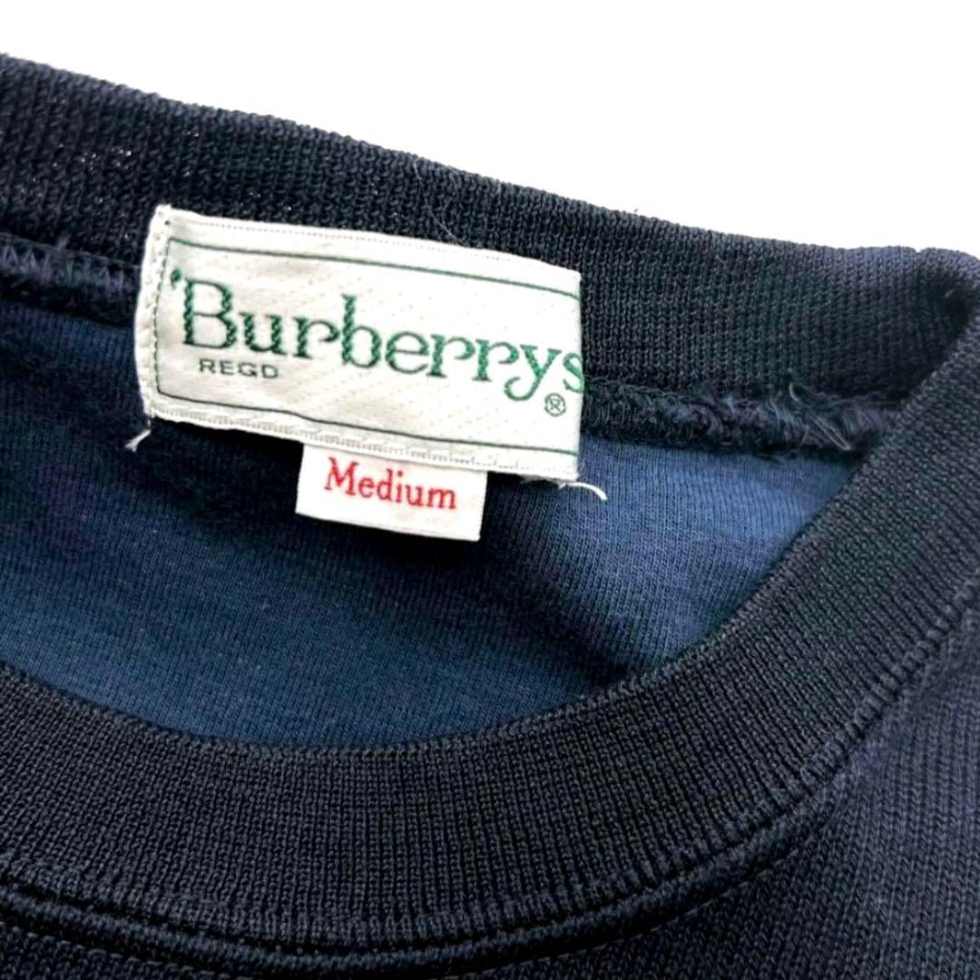 バーバリー ゴルフ トレーナー スエット ロゴ刺繍 Mサイズ ネイビー 美品