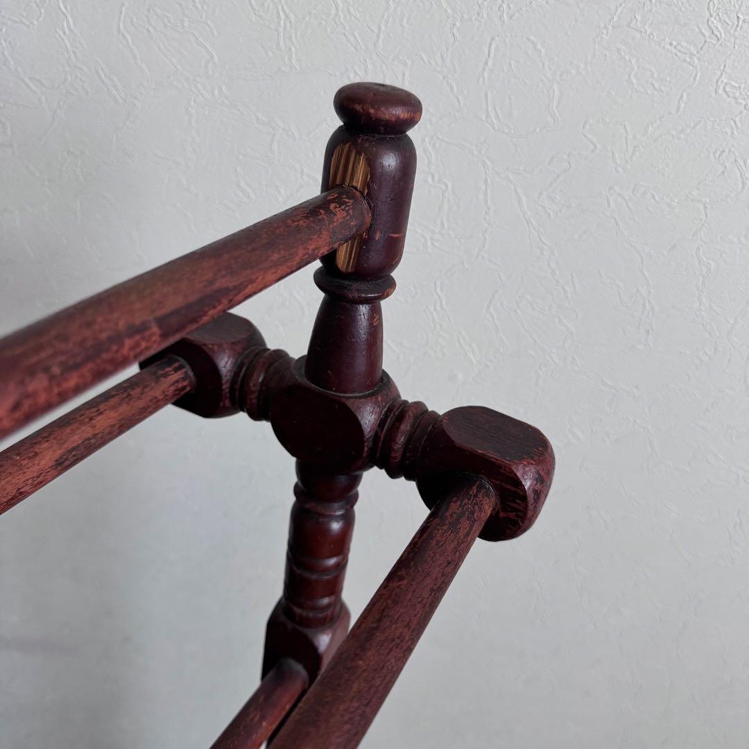 アンティーク 木製 タオルハンガー リネンラック ヴィンテージ 古家具 ブラウン