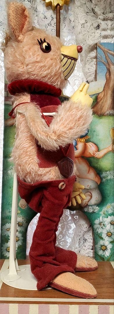 2001年制作?大塚勝俊作家ハンドメイド1点ものファニーなピンクの足長テディベア