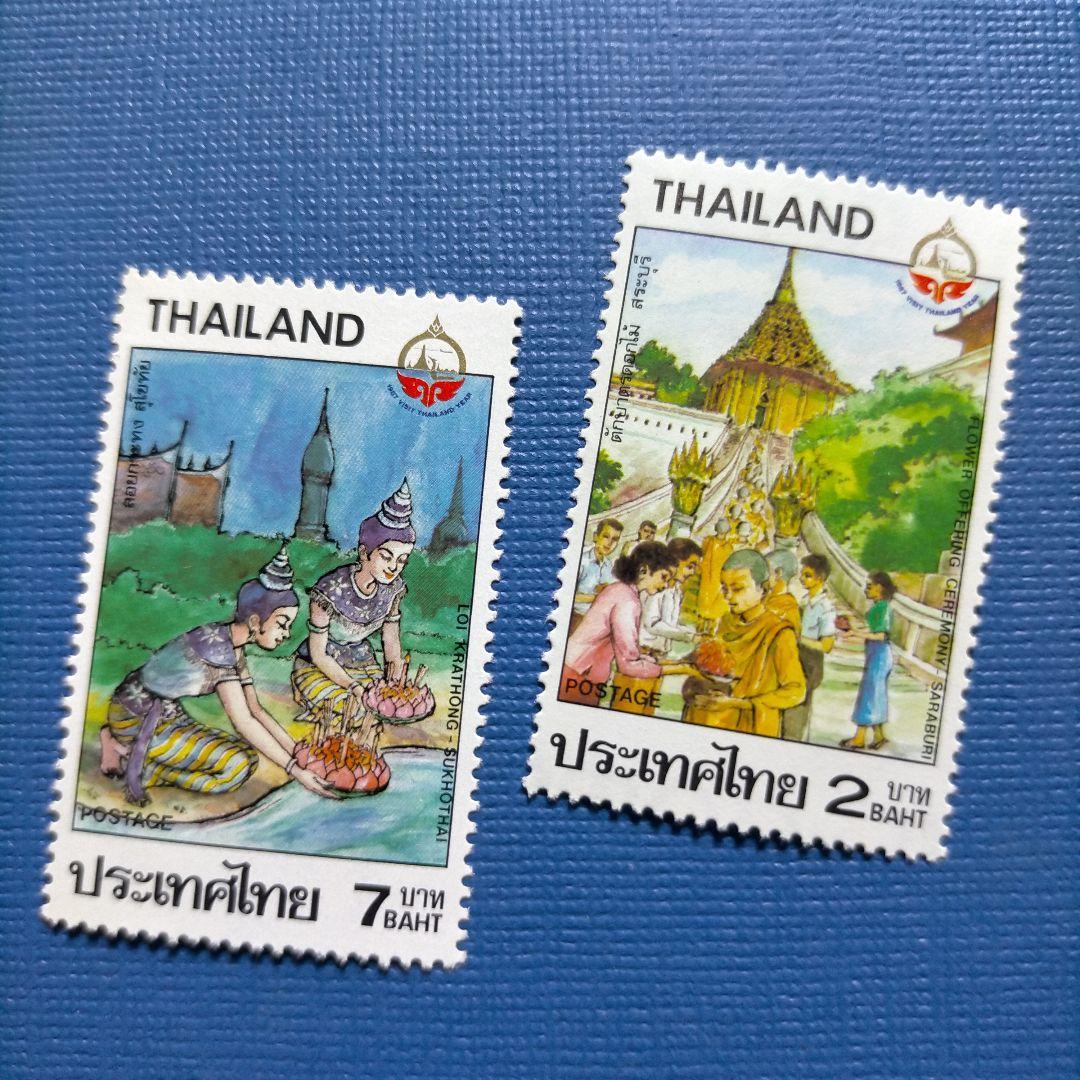 3217 外国切手 タイ 1987年 観光年 民族衣装 行事 4種完