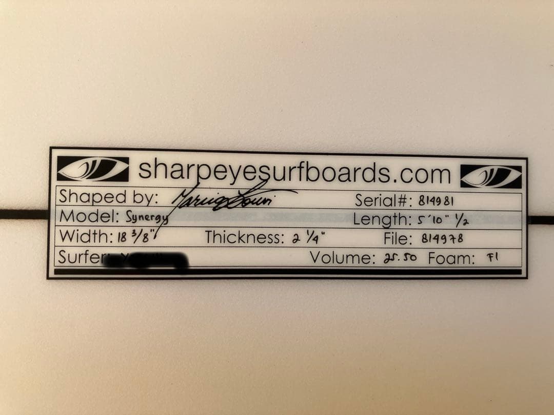 シャープアイ　シナジー　5'10 1/2