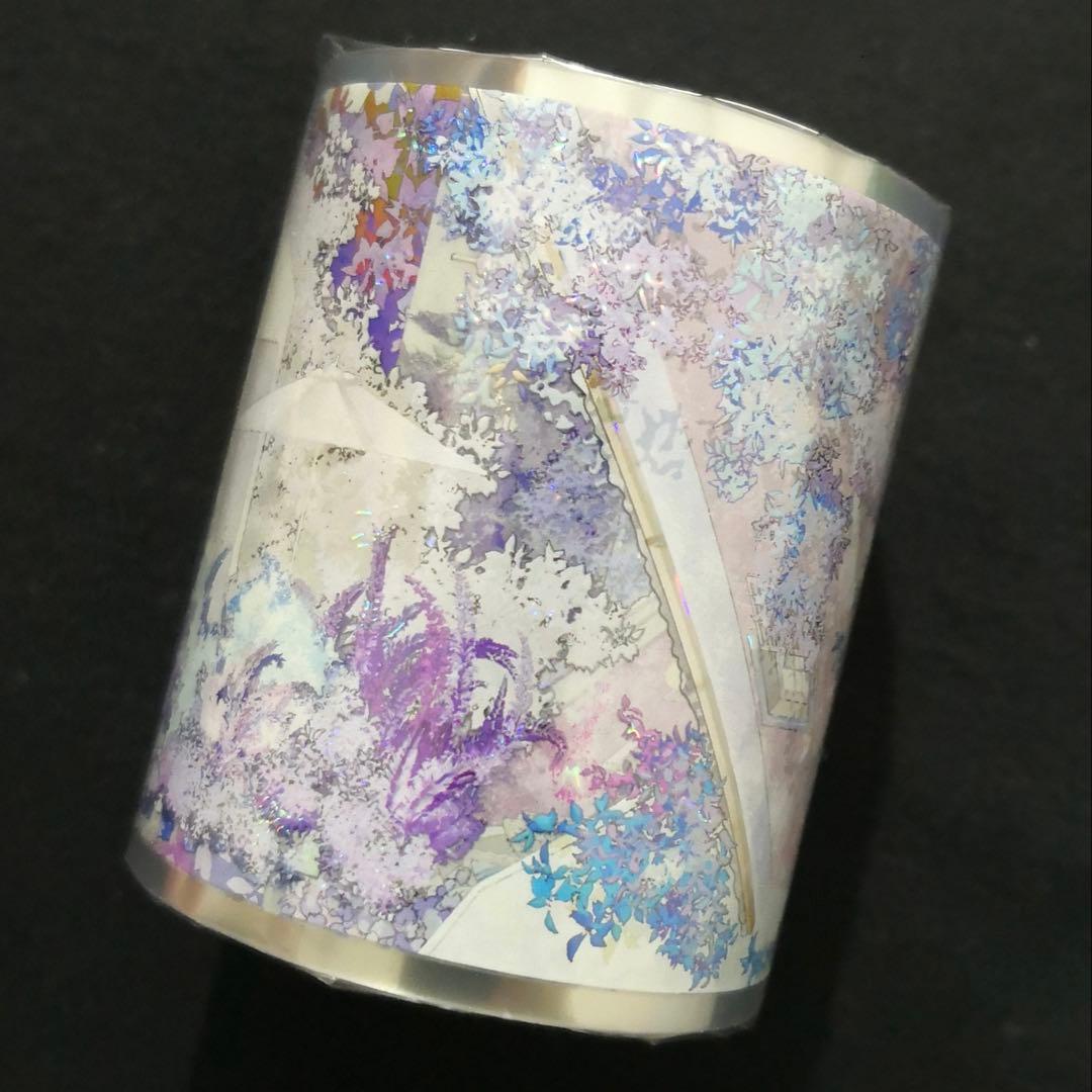 【8764】海外　マステ　3/5/巻売り　貝殻光マスキングテープ　造景　紫系