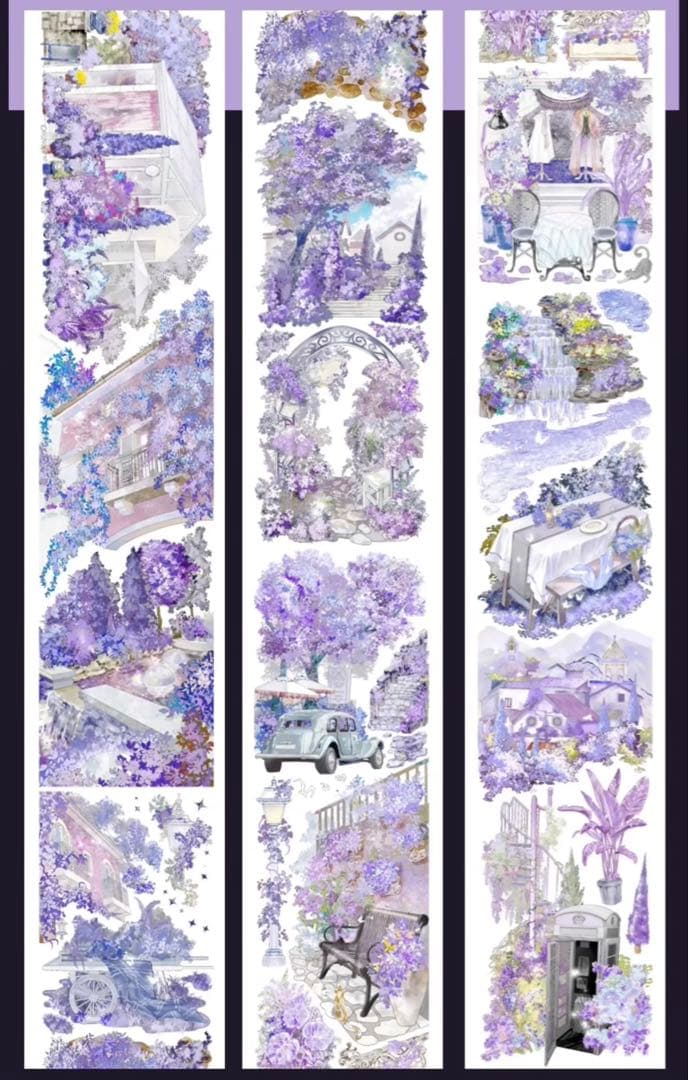 【8764】海外　マステ　3/5/巻売り　貝殻光マスキングテープ　造景　紫系