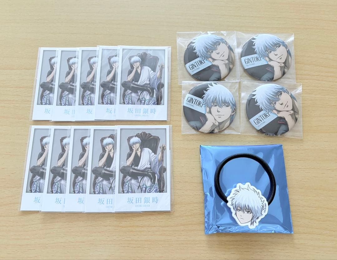 銀魂 坂田銀時 缶バッジ フォトカ ヘアゴム 銀魂わーるど まとめ売り