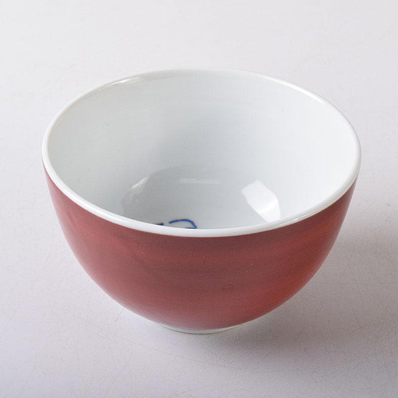 茶道具　京焼　清水焼　谷口良三作　辰砂　内達磨染付　茶碗　共箱　V　R8498