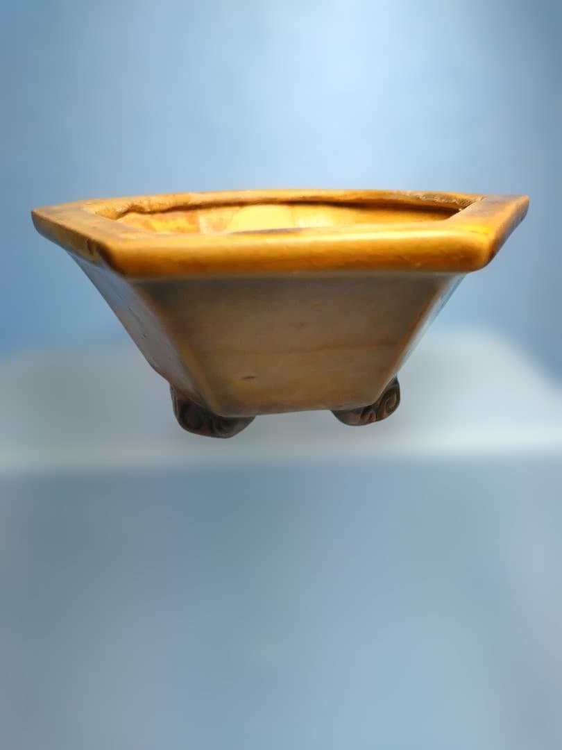 装飾的な六角形陶器器、年代物盆栽鉢
