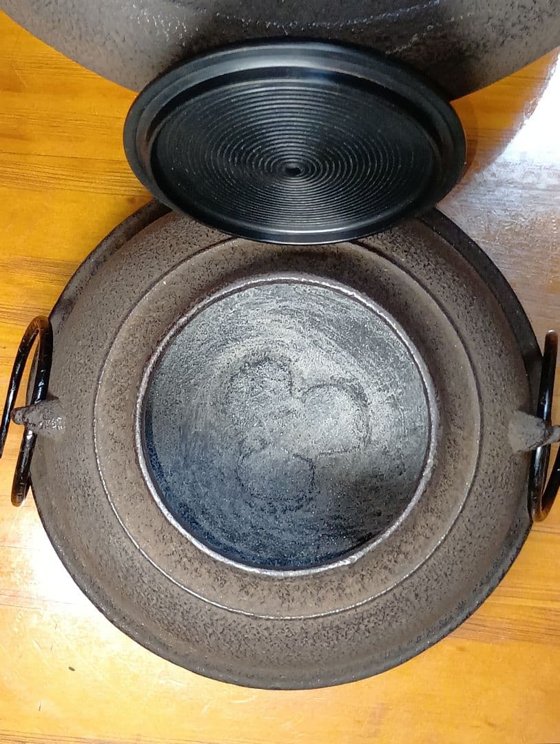 【未使用品！】 茶道具/朝鮮風炉釜 茶器 鉄瓶 鉄釜 唐銅蓋 釜環 茶釜 美品！