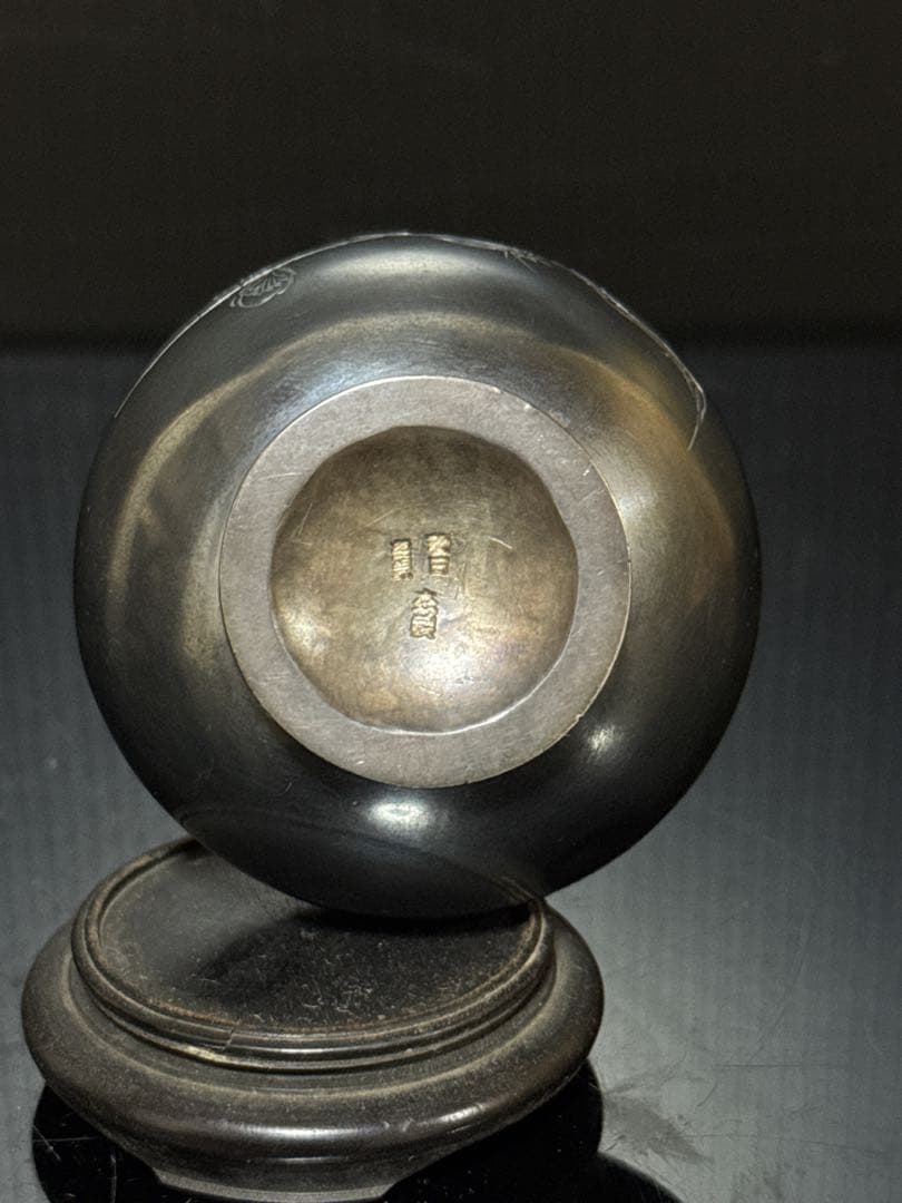 明治期 純銀 在銘 細密彫金 花図 花瓶 花生 約84.5g