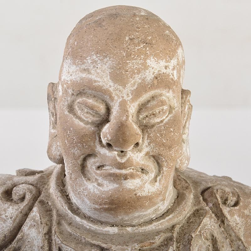 中国　加彩　漢詩刻　人物俑　置物　箱蓋無し　在銘印あり　V　R7237