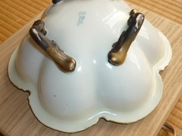 極希少 美品 明治33年◆オールドノリタケ 金盛りジュール盛薔薇装飾三つ脚 大鉢