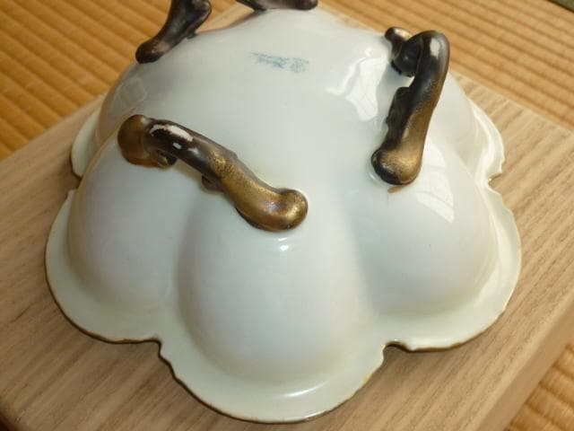 極希少 美品 明治33年◆オールドノリタケ 金盛りジュール盛薔薇装飾三つ脚 大鉢